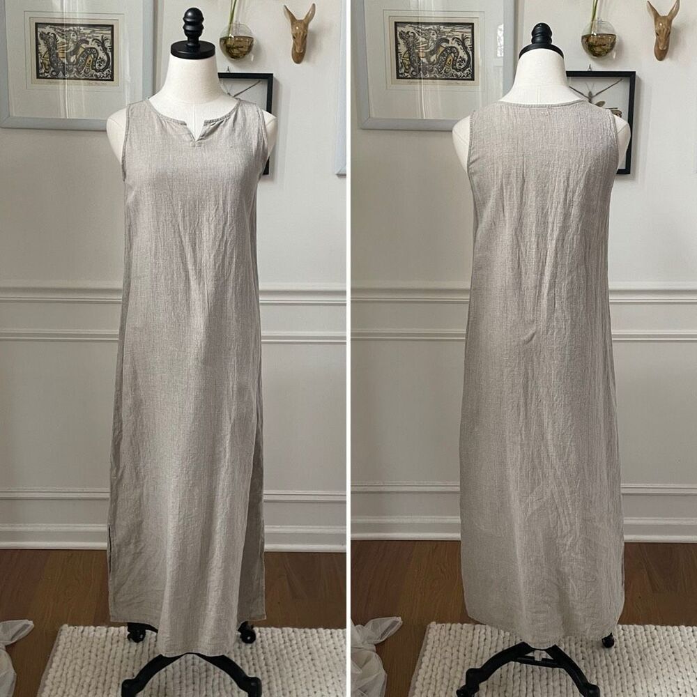 Fog Linen Work Flax Sleeveless Maxi Dress $250 S